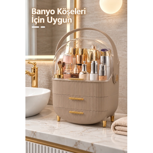House By House Çekmeceli Makyaj Kozmetik Düzenleyici Organizer Cappuccino