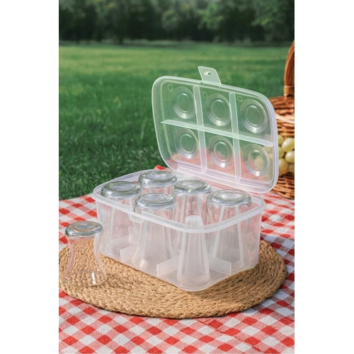 Urve Pratik 6 Bölmeli Çay Bardağı Taşıma Aparatı Kabı 2 Li Set