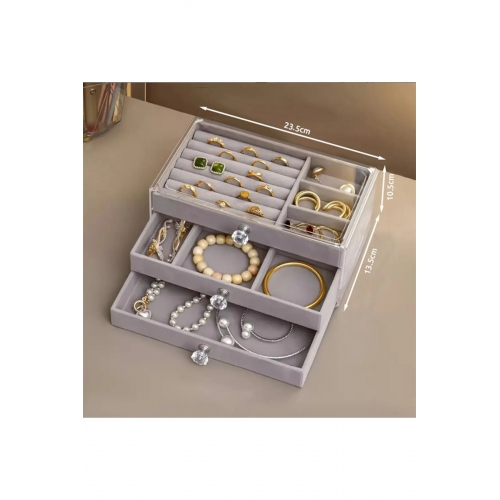 Piev House By House Çekmeceli Aynalı ve Üç Katlı Çekmeceli Takı Kozmetik Organizer İkili Set