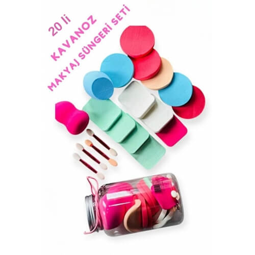 Piev Özel Kavanoz 20 Parça Makyaj Sünger Seti