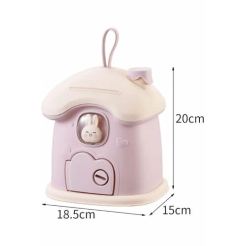 Piev Dekoratif Sevimli Anahtarlı Ev Baca Para Kumbarası Mor