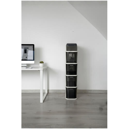 Piev Slim 5 Katlı Çekmeceli Tekerlekli  Mutfak Banyo Dolabı Beyaz