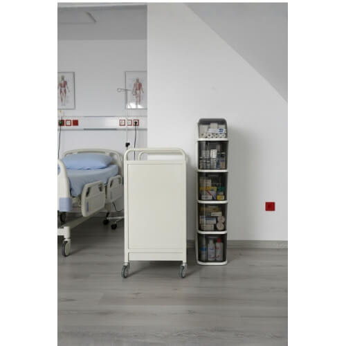 Piev Slim 5 Katlı Çekmeceli Tekerlekli  Mutfak Banyo Dolabı Beyaz