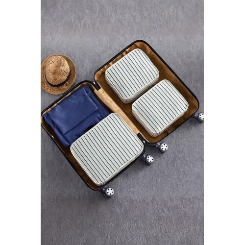 Piev Pratik 6 lı Bavul İçi Seyahat Çanta Düzenleyici Beyaz Çizgili