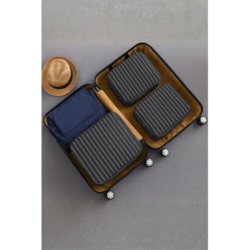 Piev Pratik 6 lı Bavul İçi Seyahat Çanta Düzenleyici Antrasit Çizgili