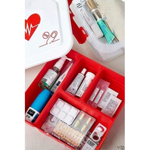 Piev 4 Bölmeli Kapaklı Ecza Dolabı Kutusu 4.5 Lt