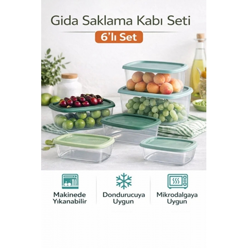 Piev 6 Parça Kapaklı Gıda Saklama Kabı Seti