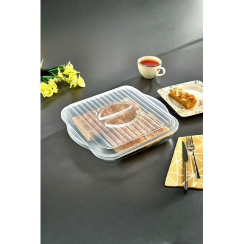 Piev Pratik Kare Dikdörtgen ve Yuvarlak Borcam Kapağı Üçlü Set Şeffaf