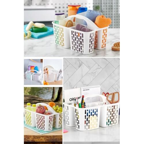 Piev Üç Bölmeli Çok Fonksiyonlu Mutfak  ve Banyo Dolap Düzenleyici Sepet​​​​​​​