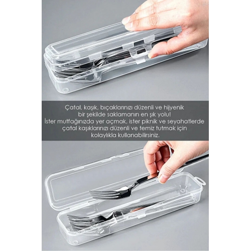 Piev Şeffaf Çok Amaçlı Çatal Bıçak ve Kaşık Düzenleyici Kutu 6'lı Set