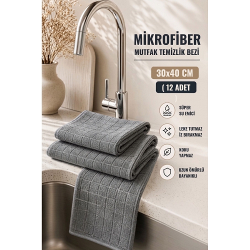 Piev Mikrofiber Temizlik Bezi 12 li