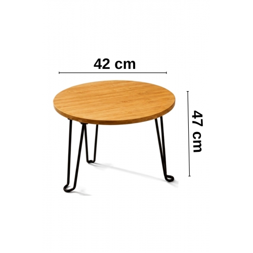 Piev Bambu Tepsi Katlanır Metal Ayaklı Çok Amaçlı Sehpa 44 Cm
