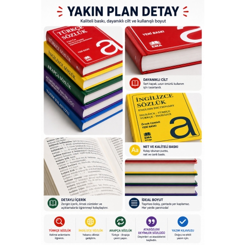 Piev Türkçe Arapça İngilizce Yazım Kılavuzu ve Atasözleri Sözlük 5 Li