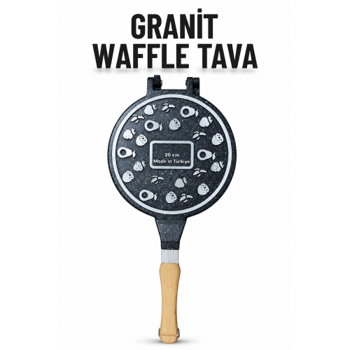 Piev Pratik Ahşap Saplı Çift Taraflı Ocak Üstü Döküm Waffle Tavası