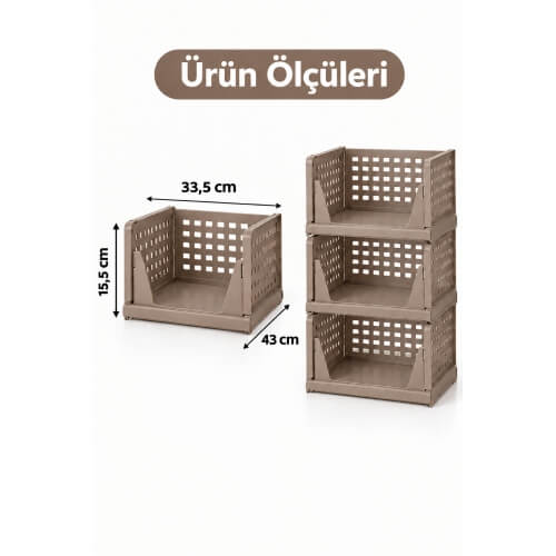 Piev Kayar Raf Sistemli Dolap İçi İstiflenebilir Kıyafet Düzenleyici Organizer Cappuccino 6 Adet