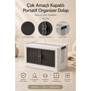 Piev Çok Amaçlı Kapaklı Portatif İstiflenebilir Organizer Dolap Beyaz