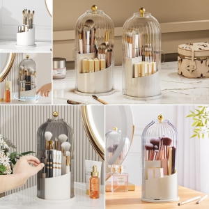 Piev House By House Şeffaf Kapaklı 360 Dönebilen Standlı Fırça Kozmetik Makyaj Düzenleyici Organizer