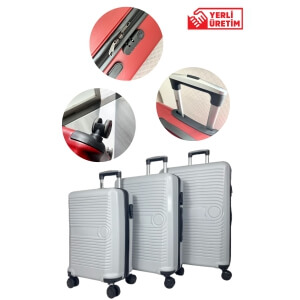 Piev Bussiens 3 Boy Şifreli PP Darbeye Dayanıklı Kırılmaz 4 Tekerlekli Çanta Valiz Seti Gri Piev Bussiens 3 Boy Şifreli PP Darbeye Dayanıklı Kırılmaz 4 Tekerlekli Çanta Valiz Seti Gri
