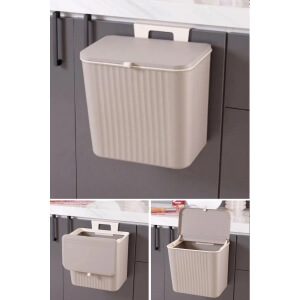 Piev Mutfak Tezgah Üstü Dolap Askılı Kapaklı 15 Lt Çöp Kovası Cappuccino Piev Mutfak Tezgah Üstü Dolap Askılı Kapaklı 15 Lt Çöp Kovası Cappuccino