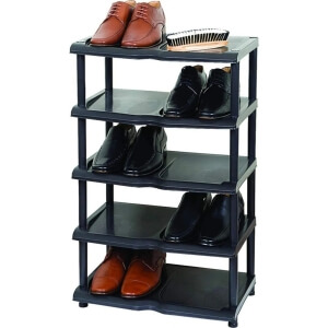 Piev Portatif 5 Katlı Ayakkabı Düzenleyici Raf Siyah