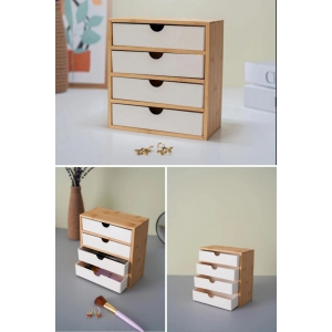 Piev Bambu 4 Çekmeceli Kozmetik Takı Düzenleyici Organizer 