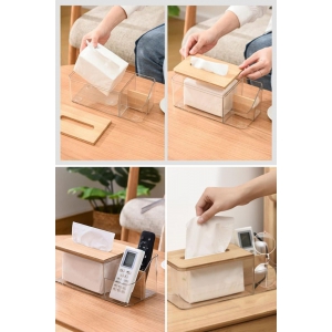 Piev Bambu Kapaklı Dekoratif Peçetelik Organizer