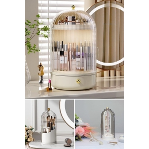 Piev House By House 360 Glow Vitrin Şeffaf Fırçalık Ve Şeffaf Mücevherat Üçlü Set