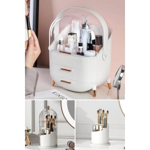 Piev House By House Makyaj Düzenleyici Ve Şeffaf 360 Derece Dönebilen Fırçalık Süper ikili Set