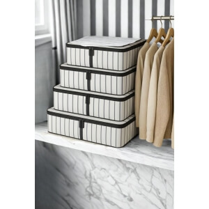 Piev Çok Amaçlı Kıyafet Düzenleyici Organizer Hurç 4 lü Beyaz Çizgili